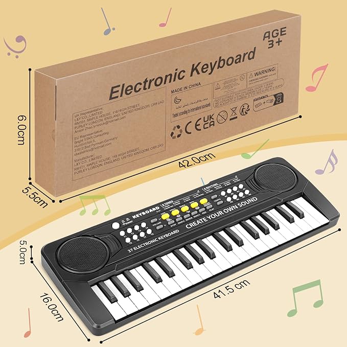 Kid Keyboard Piano - 37 Keys Piano Toys for Kids Beginners Electronic Pianos with Microphone Educational Musical Toy for 3 4 5 6 7 8 Year Old Boys Girls Gift