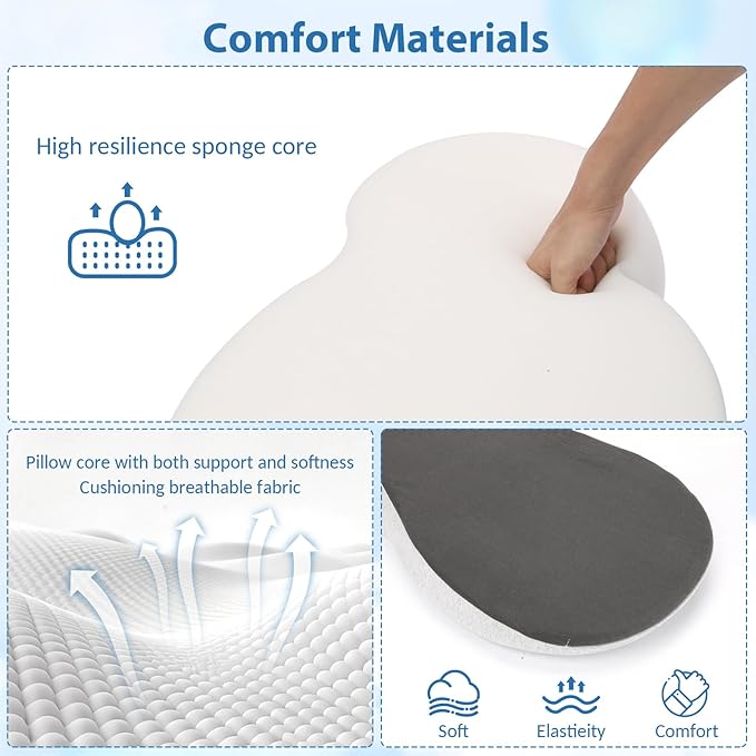 Baby Lounger,Pillow with Safety Straps, Dual-Function Removable Machine-Washable Pad, Lightweight & Portable(Gray)