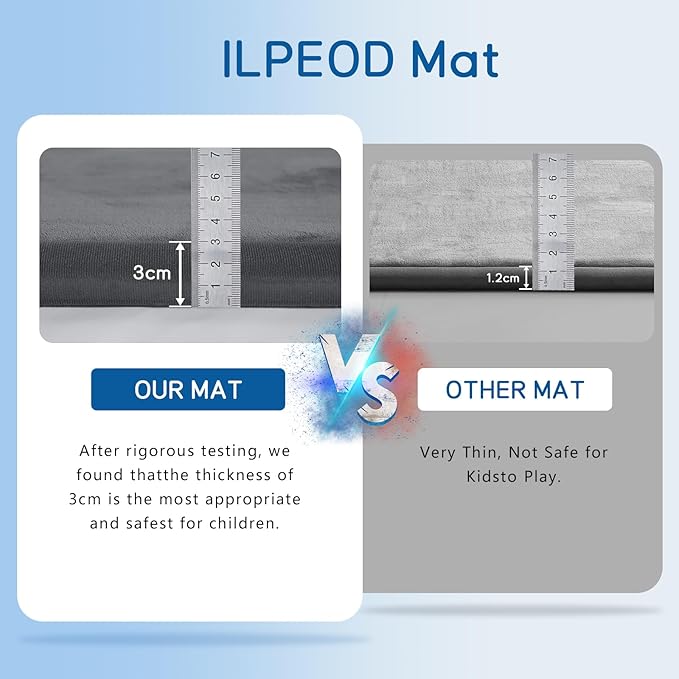 Baby Play Mat for Floor Tummy Time Mat Nursery Muscle Area Playroom Rug Tatami 79"x118" Memory Foam 1.3" Thick Crawling For Babies,Toddlers, Infants, Kids,Floor(Grey)