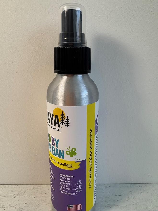 YAYA ORGANICS Baby Bug BAN – All-Natural, Proven Effective Repellent for Babies, Children and Sensitive Skin (4 Ounce Spray)