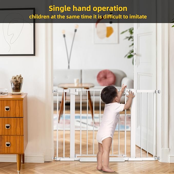 Easy Step Walk-Thru Baby Gate – Adjustable Safety Gate for Babies & Pets, Pressure Mount Kit, Includes Wall Cups & Extensions – 29 to 40.5W x 30.5H inches, CPC Certified