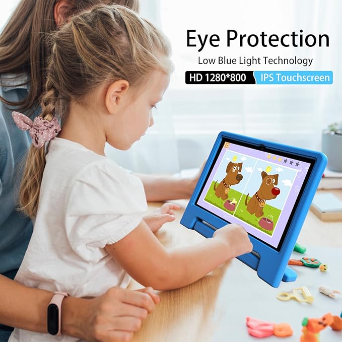 Tablet for Kids, 10 Inch Kids Tablet Android, 64GB, Octa-Core, WiFi 6, Big Battery, Google Kids Space, Parental Control 1280 * 800 HD Display Blue