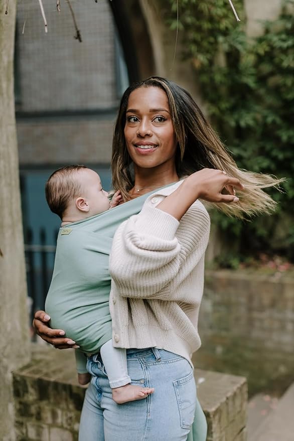 Boba Baby Wrap Carrier – Original Baby Sling Carrier for Newborns (7–35 lbs), Soft, Secure, Hands-Free & Ergonomic, Ideal for Comfortable Bonding, New Parents (Sage Green)