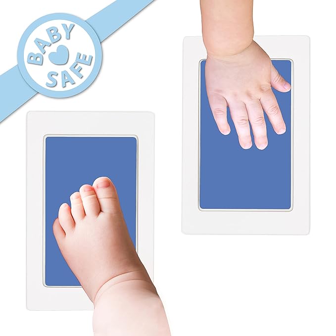 Extra Large Clean Touch Ink Pad for Baby Handprints and Footprints – Inkless Infant Hand & Foot Stamp – Safe for Babies, Doesn’t Touch Skin – Perfect Family Memory or Gift by Tiny Gifts, Blue
