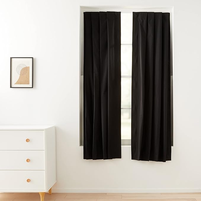 Amazon Basics Portable Blackout Curtain Shade with Suction Cups, 50"W x 78"L, 2-Pack, Black