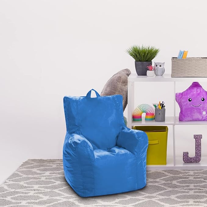 Posh Creations Bean Bag Structured Seat for Toddlers and Kids, Comfy Chair for Children, Pasadena, Royal Blue