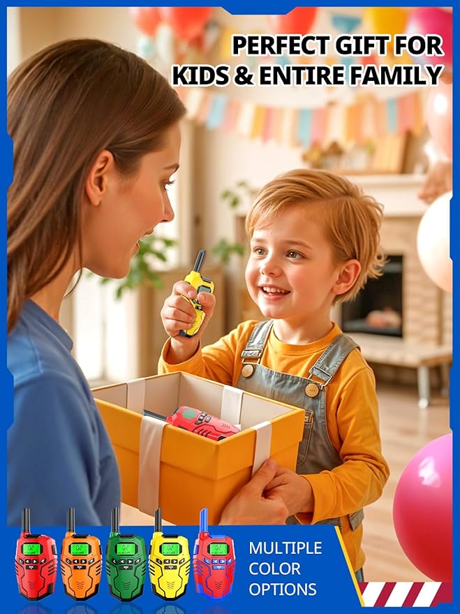 Walkie Talkies for Kids Rechargeable, Long Range 2 Way Radio, Outdoor Camping Games Toy Birthday Xmas Gift for Boys Age 7-12, 2 Pack