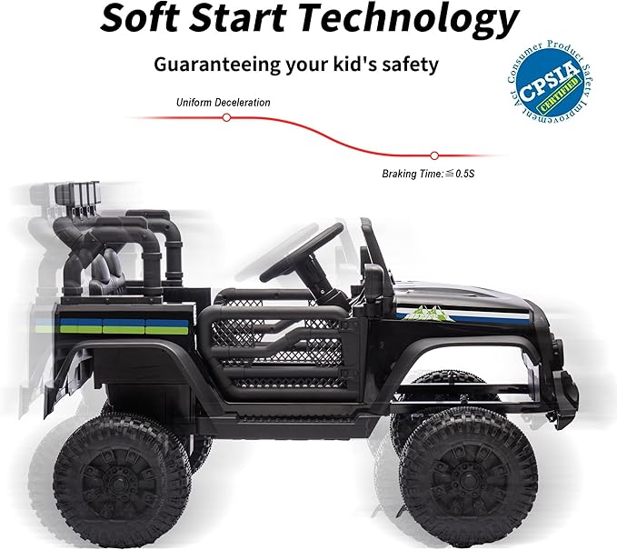 24V Kids Ride on Car, Kids Electric Vehicles Car Ride on Toy Truck for Toddlers w/Remote Control, 400W Motor - Black