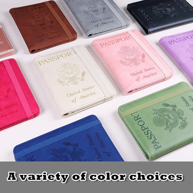 Melsbrinna RFID Passport Holder for Travel, Unisex Adults, Grey, PU Leather, RFID Protected, Passport Cover