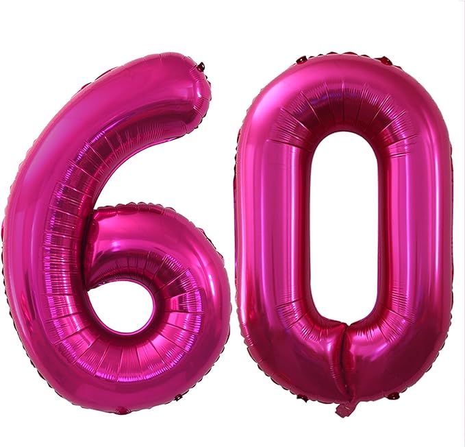 GOER Number 60 Balloons for 60th Birthday Party Decorations,42 Inch Jumbo Foil Helium Balloons for 60th Anniversary (Bright Peach)
