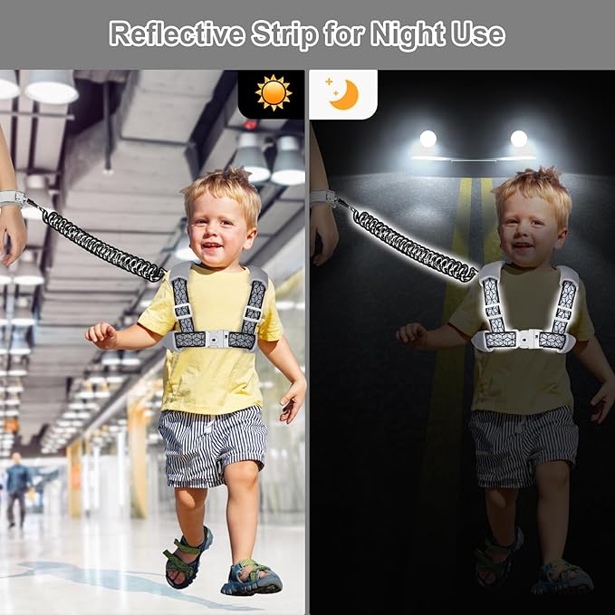 Accmor Toddler Harness Leash, Reflective Kid Harness with Anti Lost Wrist Link, Child Walking Harness Kids Leash Wristband Belt with Lock for Baby Boys Girls to Outdoor Travel