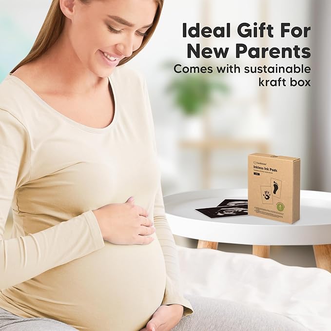 4-Pack Inkless Baby Hand and Footprint Kit - Mess Free Ink Pad for Newborn Keepsake, Dog Nose & Paw Print Kit, Clean Touch Ink Pad for Baby Hand & Footprints, Ideal New Mom Gifts (Jet/Navy, Large)