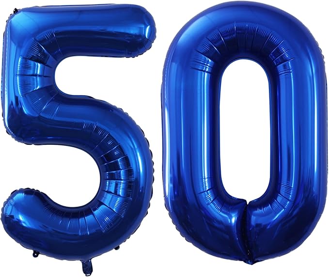 GOER Number 50 Balloons for 50th Birthday Party Decorations,42 Inch Jumbo Foil Helium Balloons for 50th Anniversary (Blue)