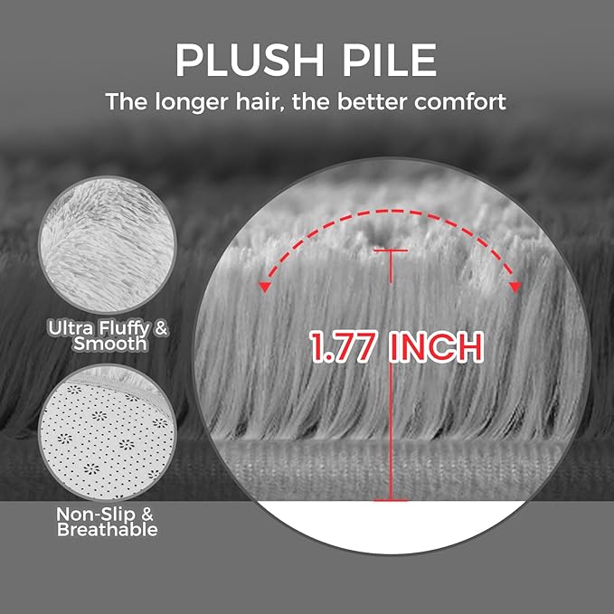 5X8 Ultra Soft Rug for Living Room, 5X8 Fluffy Shag Area Rug for Bedroom, Modern Shaggy Carpets Fuzzy Rug for Teens Dorm Nursery Home Decor Aesthetic, Upgrade Anti-Skid Durable, Tie-Dyed Light Grey