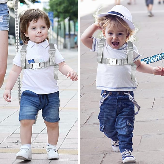 Accmor Toddler Harness Leash+ Reflective Anti Lost Wrist Link, Cute Dinosaur Kids Harness with Leash, Foldable Child Harness Baby Leash Boys Walking Wristband Assistant Belt for Outdoor Travel