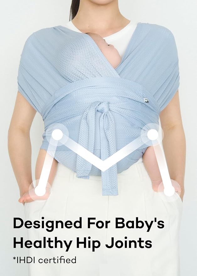 Konny Baby Carrier Flex SoftBreeze with Head Support - Adjustable, Easy to Wear Baby Wrap Sling, Perfect for Newborn Babies Essentials up to 44 lbs (XS-XL) - Charcoal