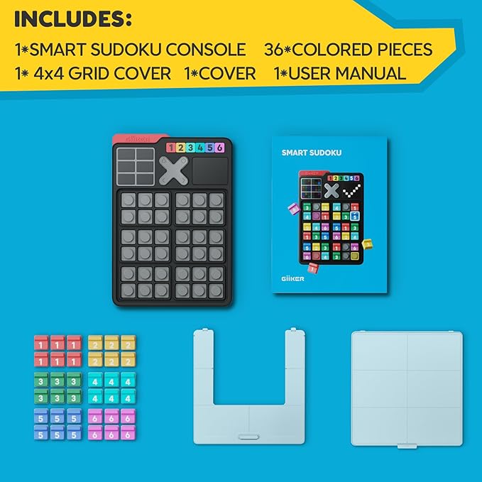 GiiKER Smart Sudoku Puzzle Games, Original 2500 Challenges Sudoku for Kids, Brain Teaser Puzzle for Kids, Travel Games Birthday Gifts for Boys Girls, Easter Basket Stuffers Toys for All Ages