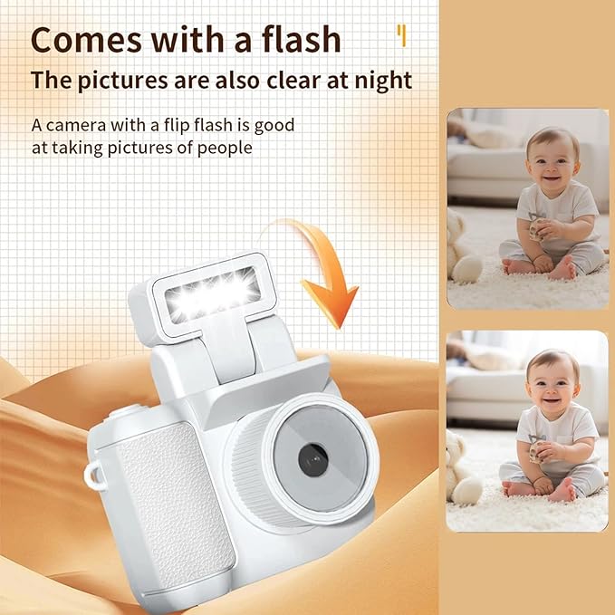 Mini Action Camera 1080P with 32GB Card, White, Compact and Portable, Perfect for Carrying Around, Long Battery Life, High-Definition Display