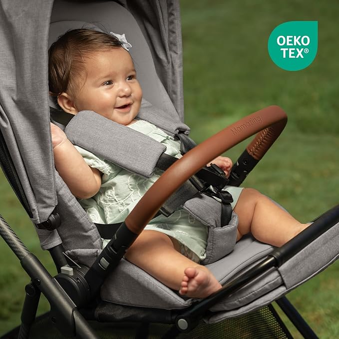 Air Lux Baby Stroller with Carbon Fiber Frame, One-Hand Fold & Reversible Seat, Magnetic 5-Pt Harness, Car Seat Adapter, 15.8lbs, Cinder