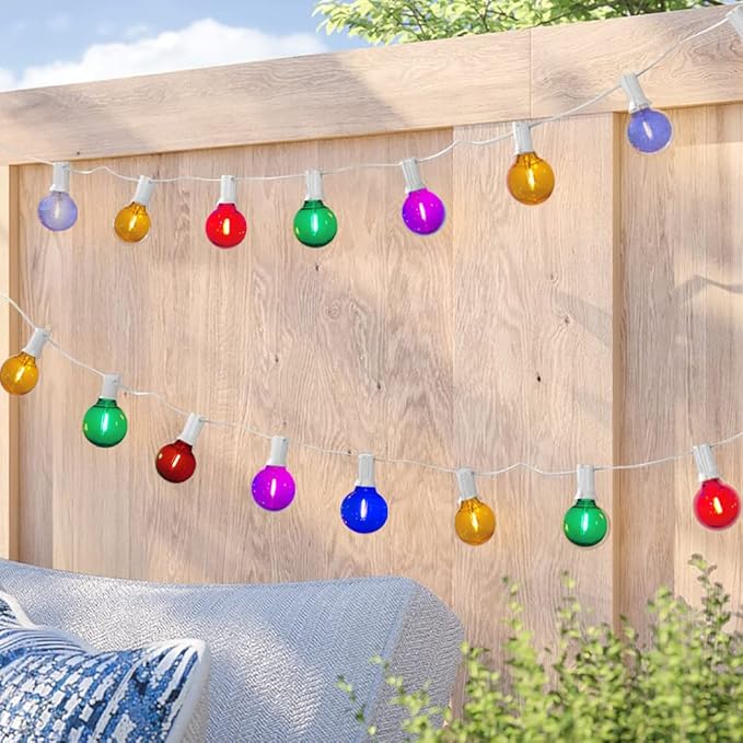 25Ft LED Outdoor String Lights, G40 Outdoor Christmas Decorations Lights Waterproof with 27 LED Globe Multicolor Bulb, Hanging Vintage Christmas Lights for Patio Roofline Backyard Garden Party Decor