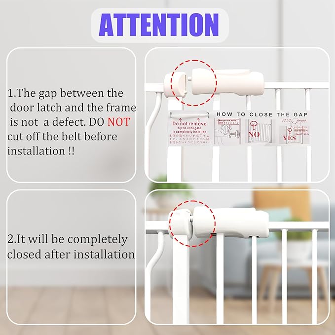 Walk Through Baby Gate 29-43.5 Inch Wide for Stairs Tension Pet Dog Gates Indoor for Doorways No Drilling Pressure Mounted Pet Gates for Kids