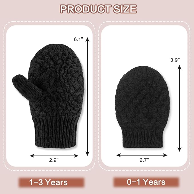 Baby Knit Mittens Toddler Boys Girls Gloves Winter Infant Newborn No Scratch Mitten 0-3 Years