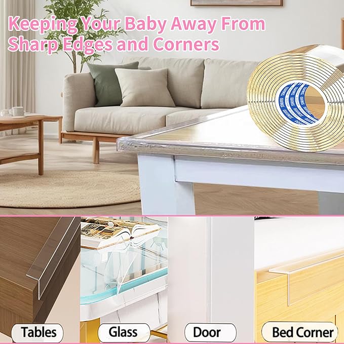 Clear Soft Corner Protectors for Furniture Strip,1.2in x 13FT,Sharp Edge & Table Bumper,Window Edge,Wall Protector, Soft Corner Guards Safe for Proof,Table Corner Protectors in Family