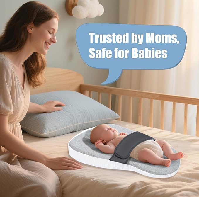 Pillow for Sleeping/Feeding, Soft Cotton Cover, Bedroom, Playrooms, Stroller, Crib, Detachable