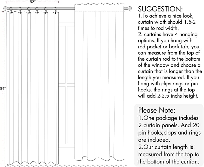 ANRODUO Extra Long 102 Inch Blackout Curtains Sage Green Room Darkening Light Blocking Curtains 2 Panels Set Thermal Insulated Blackout Drapes with Hooks, Rings, Clips