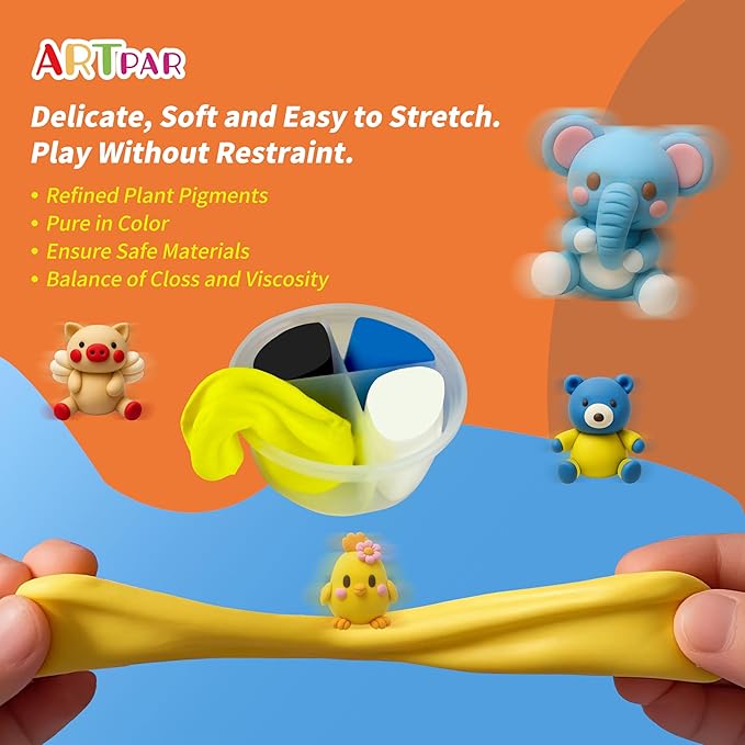 Air Dry Clay Kits for Kids-Modeling Magic Clay,12 Animals DIY Molding Clay Art Crafts Set,Ultra Light & Soft, Safe & Non-Toxic with Sculpting Tools & Tutorials, Unique Gifts for Boys & Girls