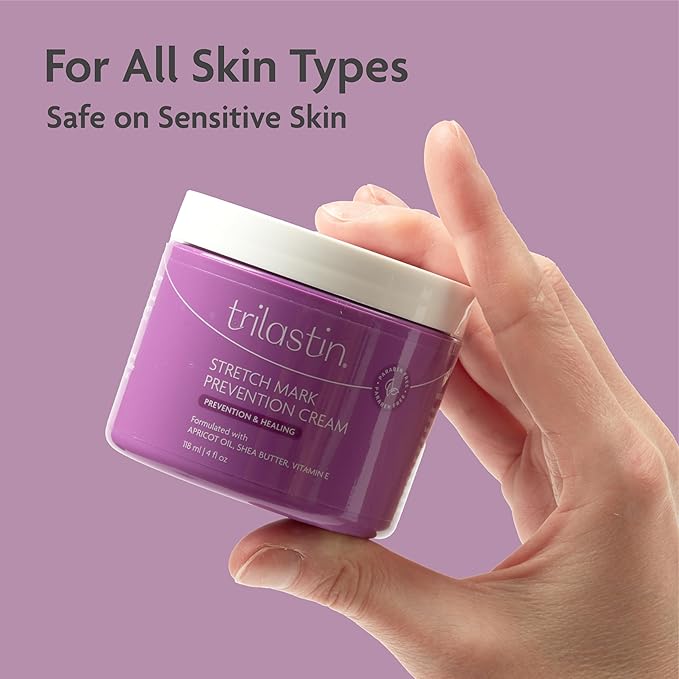 TriLASTIN Maternity Stretch Mark Cream for Pregnancy - 4 fl oz - Paraben-Free & Hypoallergenic - Prevents Stretch Marks & Improves Elasticity - Shea Butter & Belly Cream for Pregnant Women