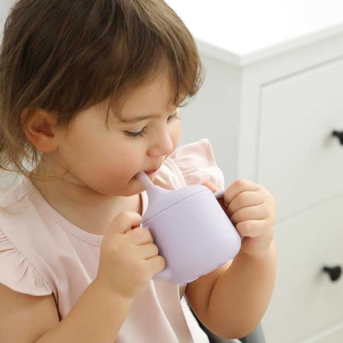 Moonkie Baby Training & Sippy Cup Set | 4 Months+ | Baby-Led Weaning Essential | Gift (Blush Cup Set, 2 Pack)