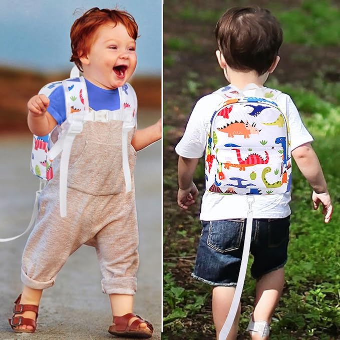 Accmor Toddler Backpack Leash, Cute Baby Backpacks with Anti Lost Wrist Link, Mini Kids Backpack Harness Leash for Outdoor Travel, Adorable Dinosaur Child Backpack Tether Rope for Boys 1-3
