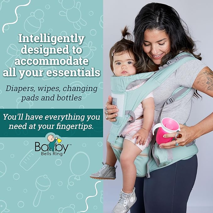 Baby Carrier - 6-in-1 Ergonomic Soft Carrier with Hip Seat and Large Storage, Front and Back Positions, Adjustable Waist Up to 43 Inches, for Infants Aged 2-36 Months, Weighing 6-45 lb