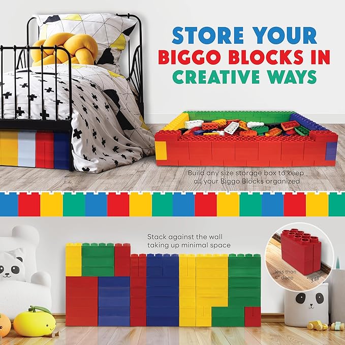 Big Blocks for Kids Ages 4-8 — Indoor & Outdoor Blocks Kids Games — Green Large Building Blocks - 48pc