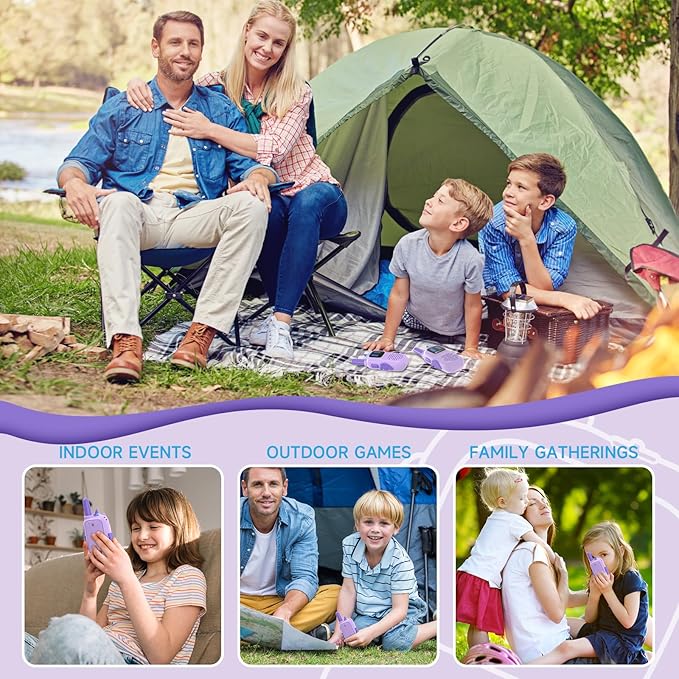 Purple Walkie Talkies with Silicone Cover, Toys for 3-4 Year Old Girls Boys, Kids Walkie Talkies 1000FT Range 2 Way RadioToy Christmas Birthday Gifts for 6-10 Year Old Girls Boys