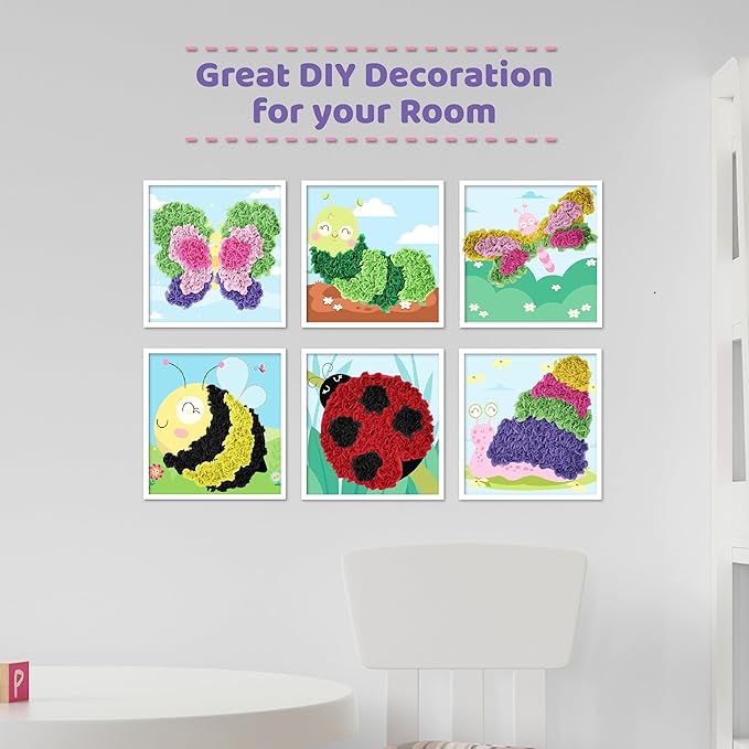 jackinthebox Poke Poke Art – Bugs Theme, Mess-Free Fabric Art and Craft, Flower Pressing Kits, Gift for Kids, Toys for Girls and Boys Ages 4 5 6 7 8