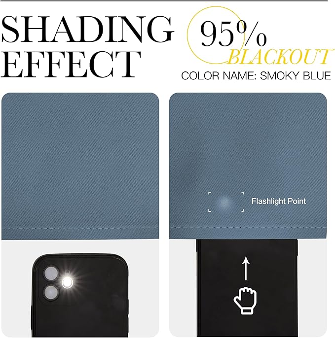 NICETOWN Smoky Blue Room Darkening Curtains for Living Room, Grommet 50% Blackout Thermal Insulated Window Treatment Sound Reducing Drapes for Bedroom/Kids Room, W66 x L66, 2 Panels