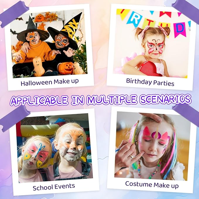 Face Painting Kit, 42 Colors Body Paint With 10 Pcs Brushes, Safe & Non-Toxic Washable for Children Adults Halloween Christmas Party