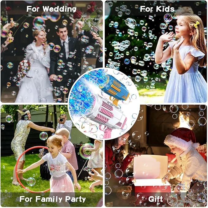 Bubble Machine Automatic Bubble Gun with Bubble Refill Solution, Bubbles Kids Toys for Girls Boys 3 4 5 6 7 8 9 10 11 12 Years Old, Summer Fun Outdoor Toy Birthday Party Halloween Favors(No Dip)