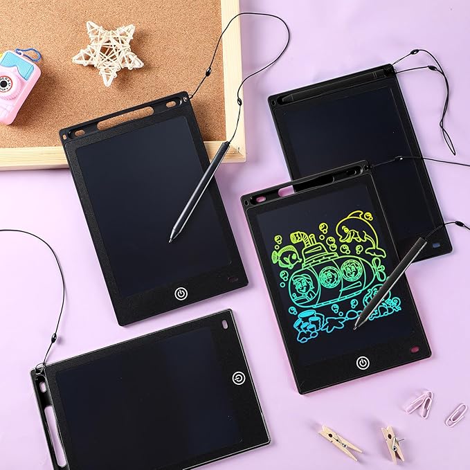 Epakh 16 Pieces LCD Writing Tablet Doodle Pad for Kids 8.5 Inch LCD Drawing Board Colorful Reusable Writing Tablet for Girl Boy Toddlers Educational (Black)