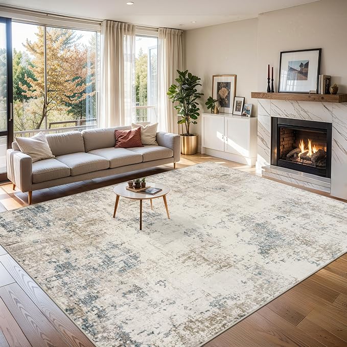 6x9 Area Rugs for Living Room - Washable Rug Modern Abstract Soft Large Neutral Non-Slip Carpet Indoor Floor Stain Resistant Thin Carpets for Bedroom Dining Room Farmhouse Nursery Home Office Multi