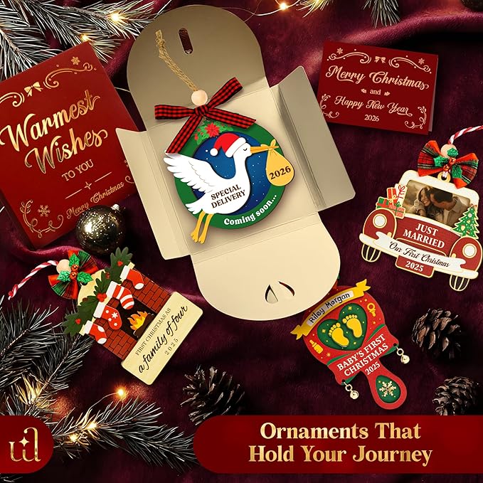 Coming Soon Baby Announcement 2026 - Pregnancy Announcement Ornament, Expecting Parents To Be Unique Gifts For Family Husband, Expecting Baby Ornament 2026, Christmas Pregnant Ornaments 2025