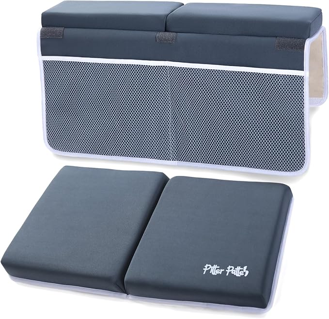 Baby Bath Kneeler and Elbow Rest Pad Set Made of Neoprene & Foam - Non Slip Cushioned Bath Kneeling Pad for Bathing Baby with XL Compartments for Bath Toy Storage for Tub