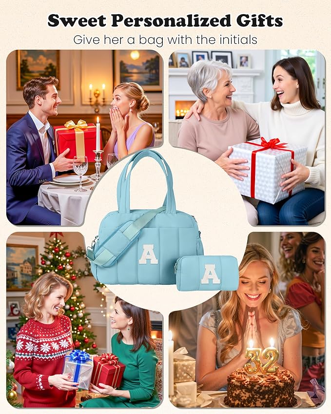 Duffle Bag, Weekender Bags for Girl,Initial Overnight Bag with Wet Pocket,Lightweight Dance Bags Personalized Gymnastics bag with Makeup Pouch-Birthday Gifts for 10 11 12 13 Year Old Girls