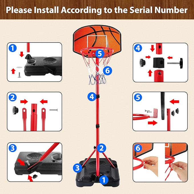 Kids Basketball Hoop for 1 2 3 4 5 6 Year Old Stand Adjustable Height 3.5ft-5.3ft Toddler Boy Basketball Hoop Indoor Mini Basketball Hoops Goal Ball Games Toys for Girl Boy Age 1-3 2-4 3-5