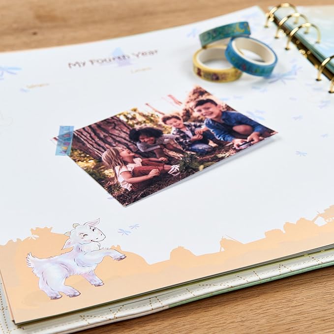 Keepsake Baby Memory Book Girl Boy – Timeless Leather-Bound Baby Milestone Book – Baby Book Keepsake Record First 5 Years – Gender Neutral Baby Scrapbook Album, Baby Album Journal Registry Search Gift