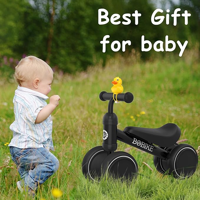Baby Balance Bike Toys for 12-36 Months Kids Toy Boy and Girls Gifts Toddler Best First Birthday Gift Children Walker No Pedal Infant 4 Wheels Bicycle (Classic, Black)