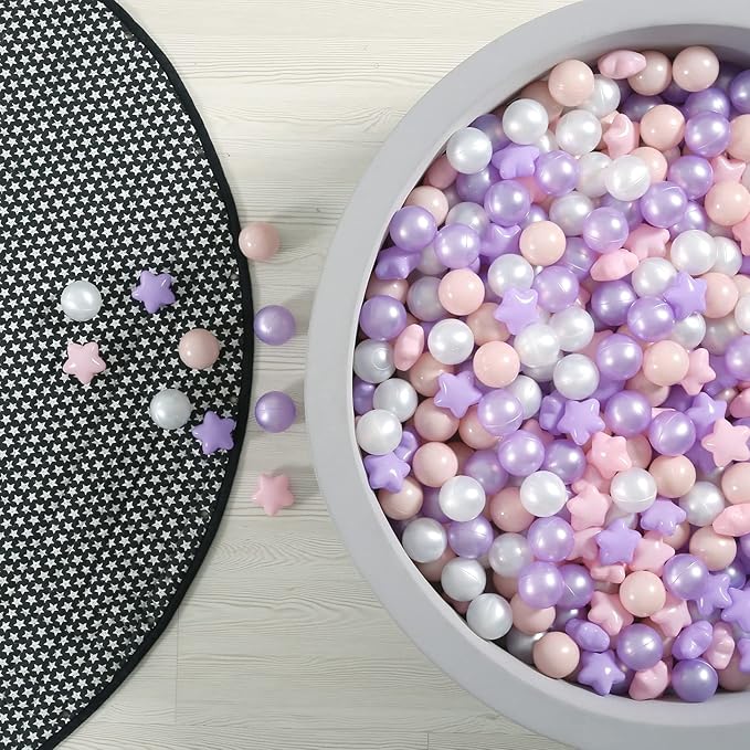 GOGOSO Pink and Purple Star Pit Balls for GirlsToddlers for Playhouse, Baby Pool, Play Ball Fun Centers, for Babies, Kids, Toddlers 1-3, Phthalate Free BPA Free