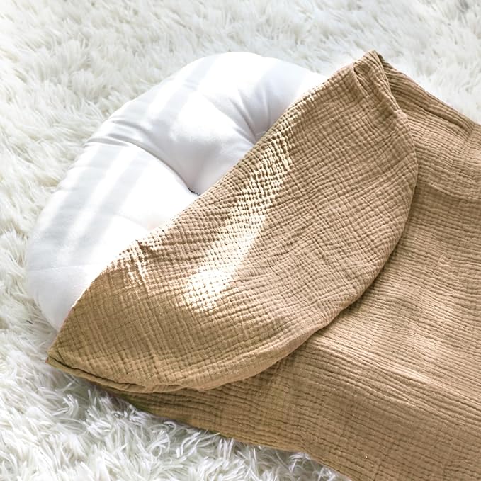 Hooyax Muslin Baby Lounger Cover 1 Pack, 100% Cotton Soft & Breathable Infant Lounger Covers Only for Newborn (Brown)